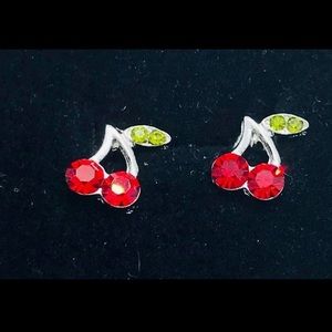 Sterling Silver Cherry Stud Earrings